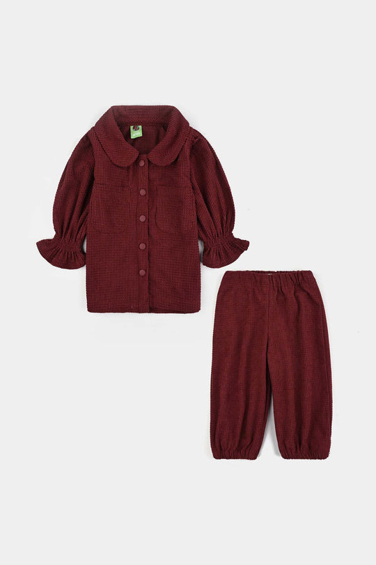 Infant Girls Corduroy 2 Pc Suit-Mini Chic-MAROON