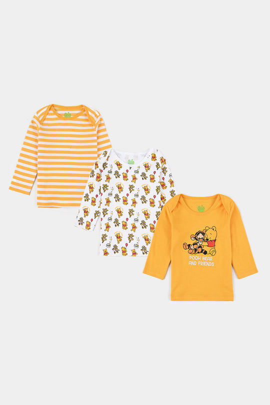 Infant Boys Cotton Interlock T-Shirt F/S Pack OF 3-Yellow/White