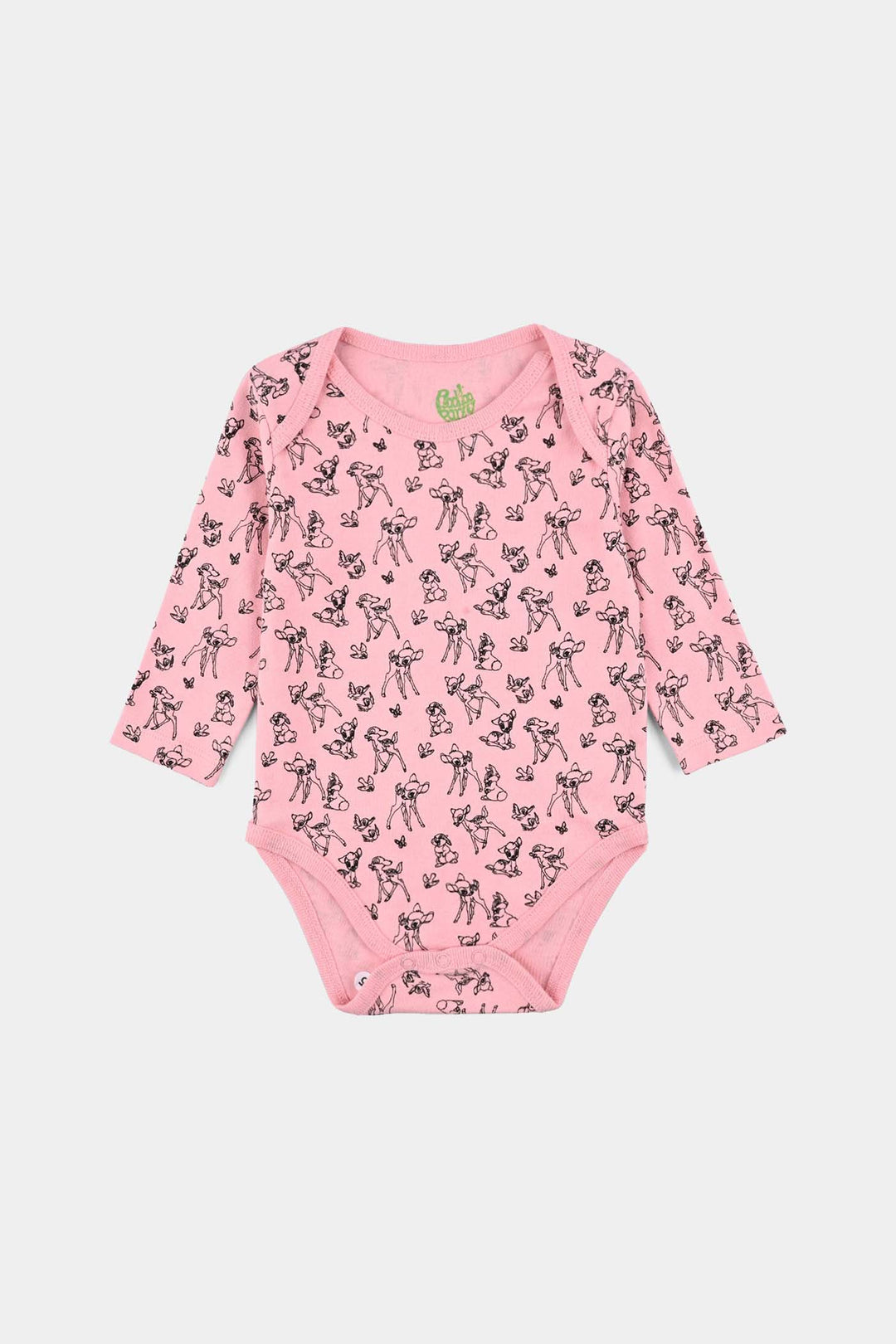 Infant Girls Cotton Interlock Bambi Basic Romper F/S Pack OF 3 - Pink.White