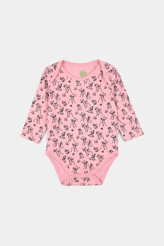 Infant Girls Cotton Interlock Bambi Basic Romper F/S Pack OF 3 - Pink.White