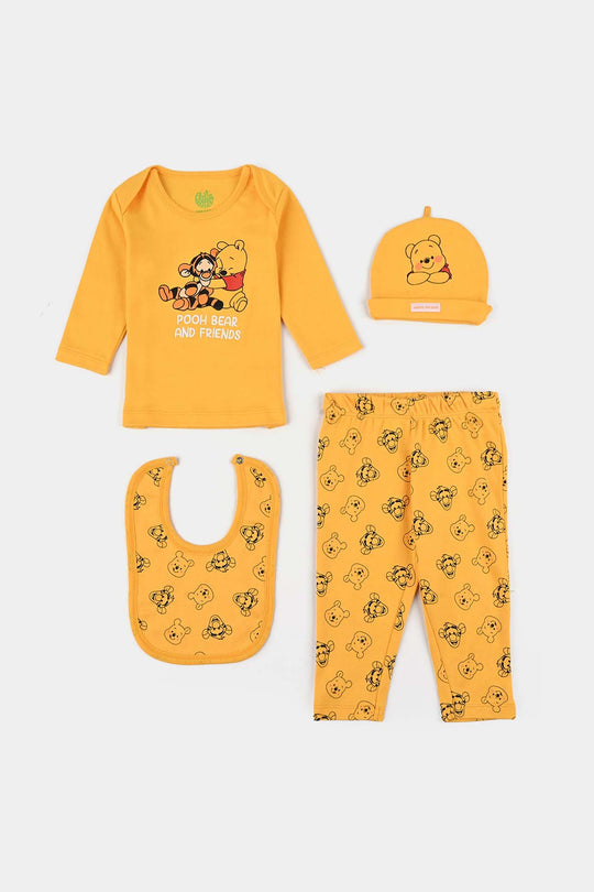 Infant Boys Cotton Interlock 4 Piece Suit Set-Yellow