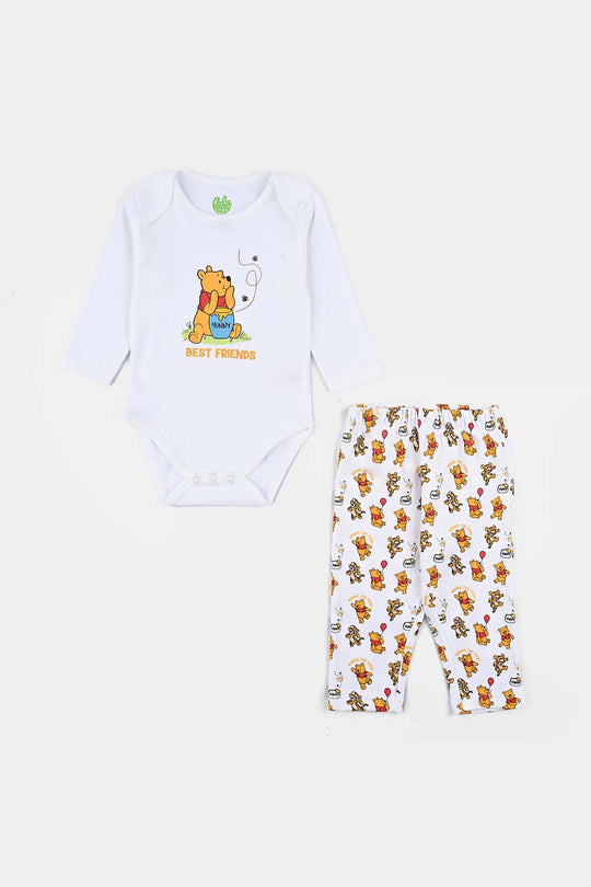 Infant Boys Cotton Interlock 4 Piece Set-White