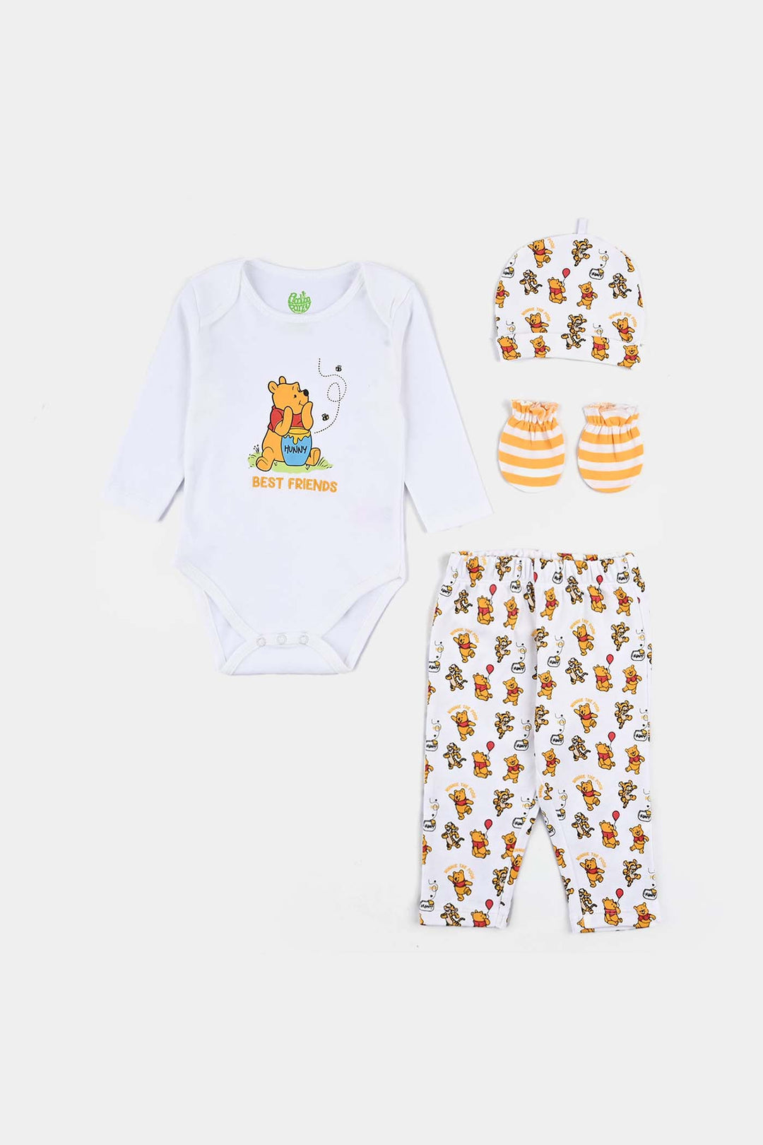 Infant Boys Cotton Interlock 4 Piece Set-White