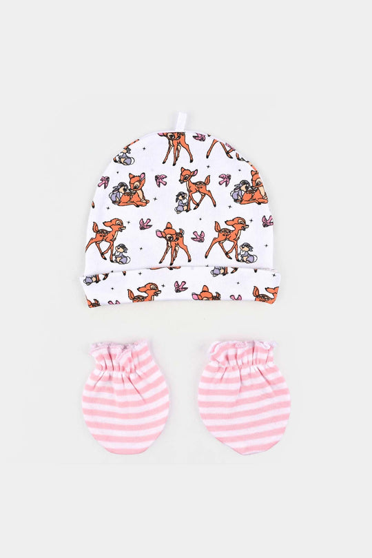 Infant Girls Cotton Interlock 4-Piece Set (Bambi) - White