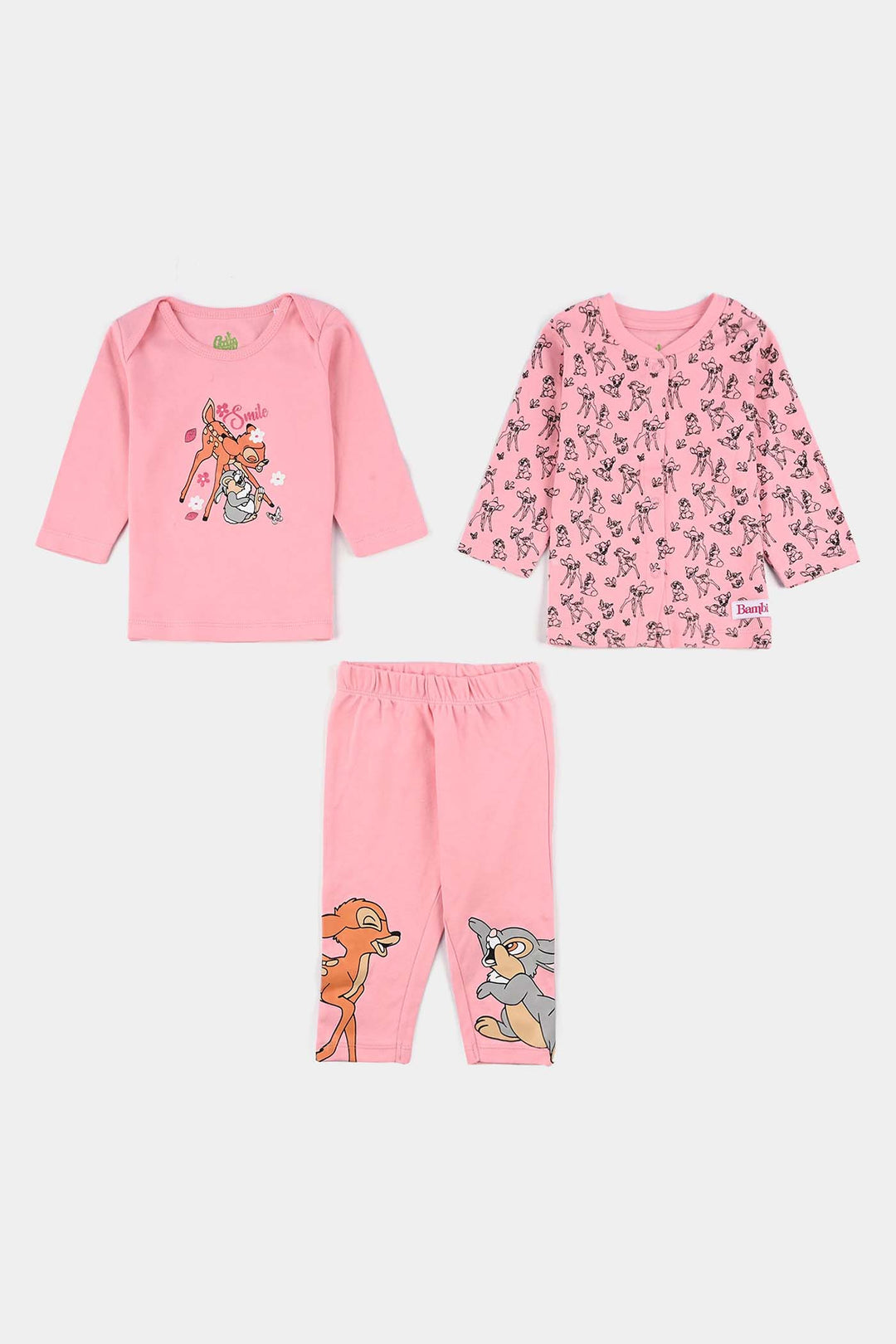 Infant Girls Cotton Interlock Bambi 6 Piece Set - Pink