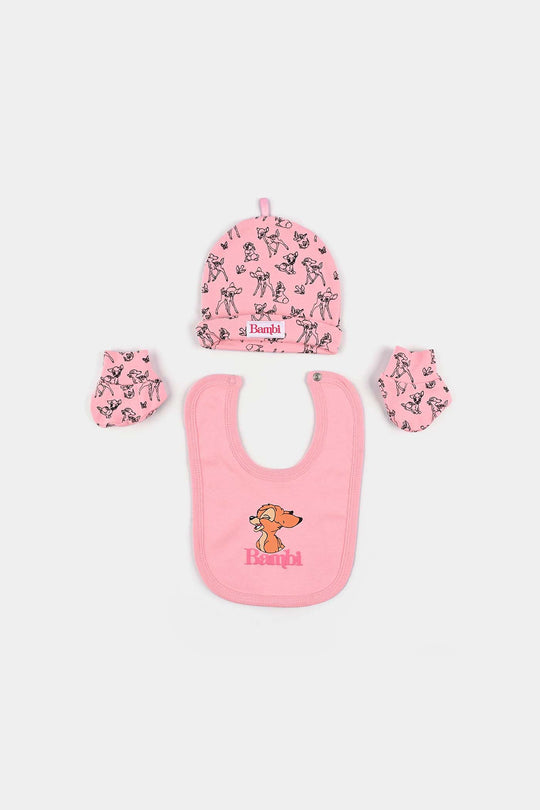 Infant Girls Cotton Interlock Bambi 6 Piece Set - Pink