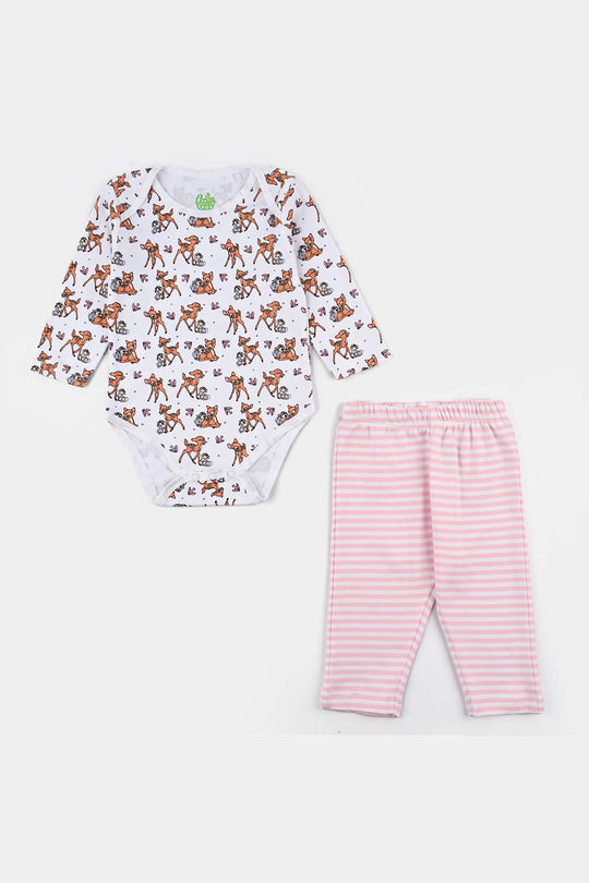 Infant Girls Cotton Interlock Bambi 6 Piece Set - White