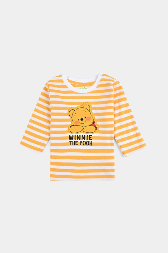 Infant Boys Cotton Interlock Pyjama + Tee F/S-White/Yellow Stripe