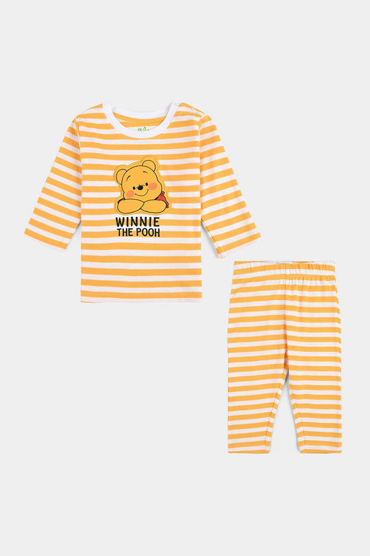 Infant Boys Cotton Interlock Pyjama + Tee F/S-White/Yellow Stripe