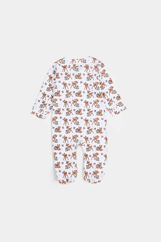 Infant Girls Cotton Interlock Romper F/S Bambi White