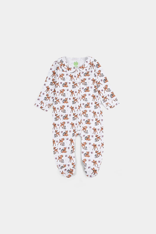 Infant Girls Cotton Interlock Romper F/S Bambi White