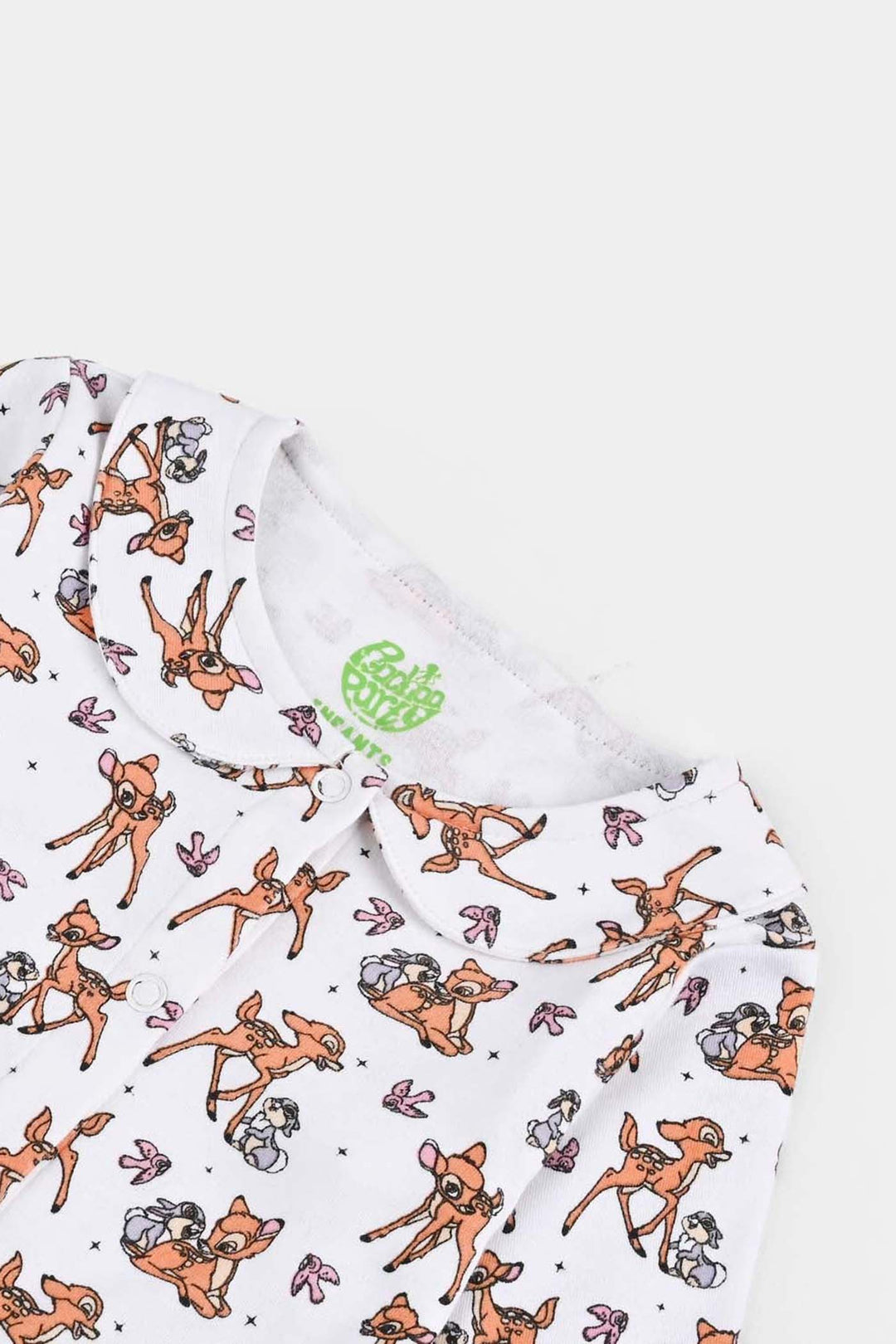 Infant Girls Cotton Interlock Romper F/S Bambi White