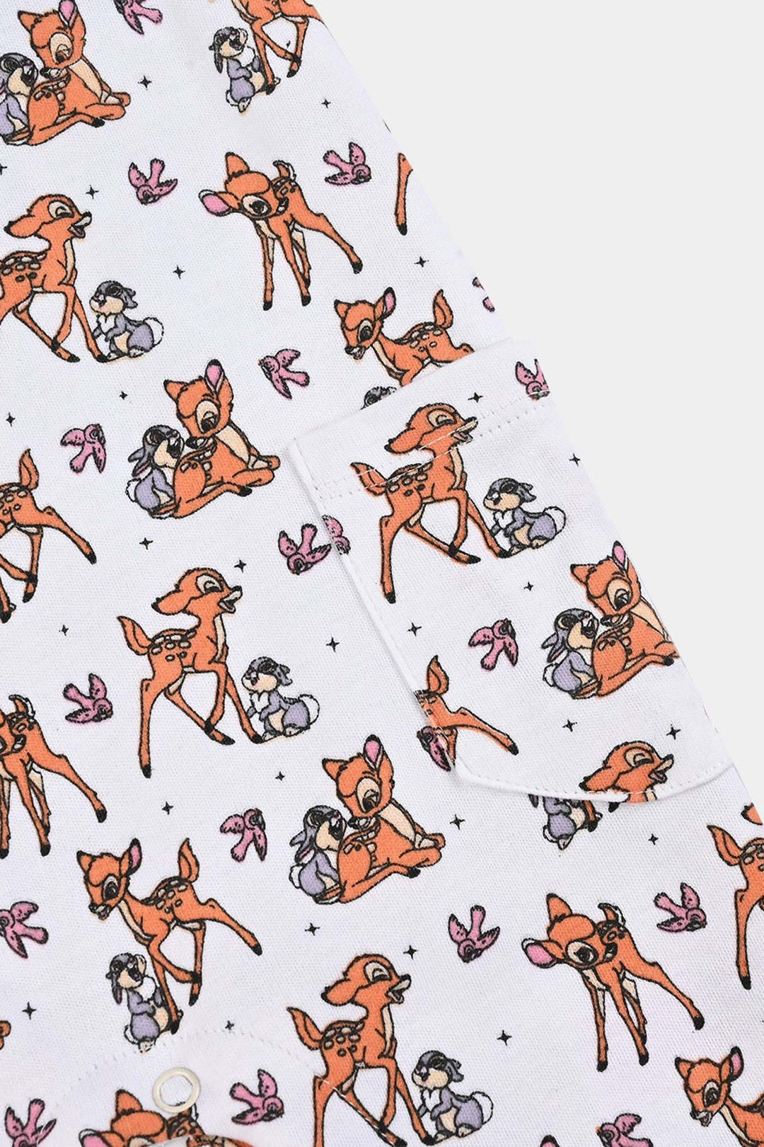 Infant Girls Cotton Interlock Dangri + Tee F/S Bambi-White/Pink Stripes