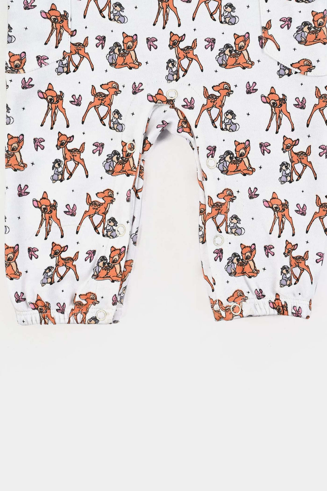 Infant Girls Cotton Interlock Dangri + Tee F/S Bambi-White/Pink Stripes