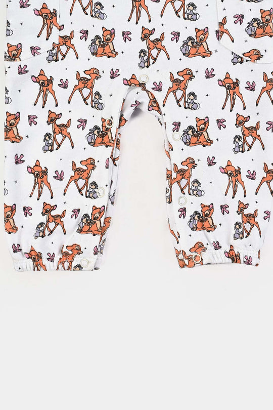 Infant Girls Cotton Interlock Dangri + Tee F/S Bambi-White/Pink Stripes