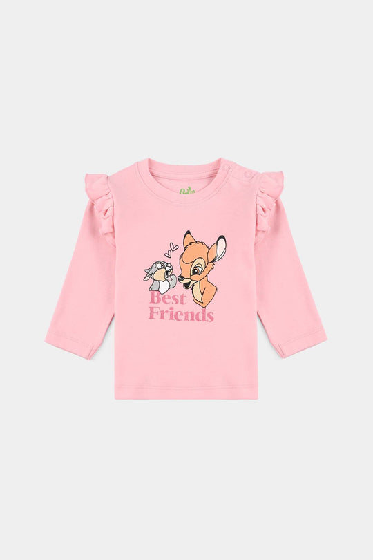 Infant Girls Cotton Interlock Pyjama + Tee F/S Bambi - Pink
