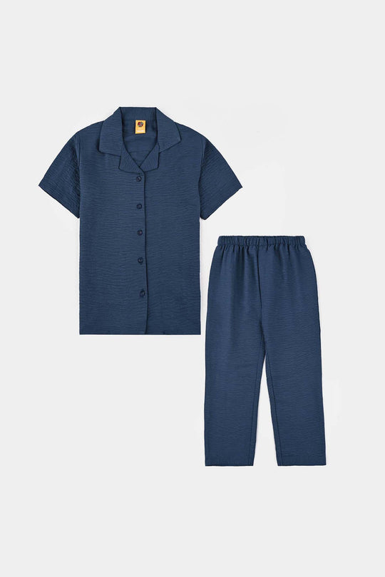 Girls Viscose Woven Nightwear -Basic-BLUE