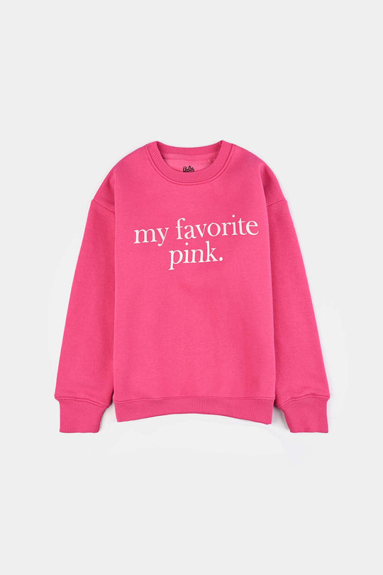 Girls Fleece Sweatshirt Favorite-Pink