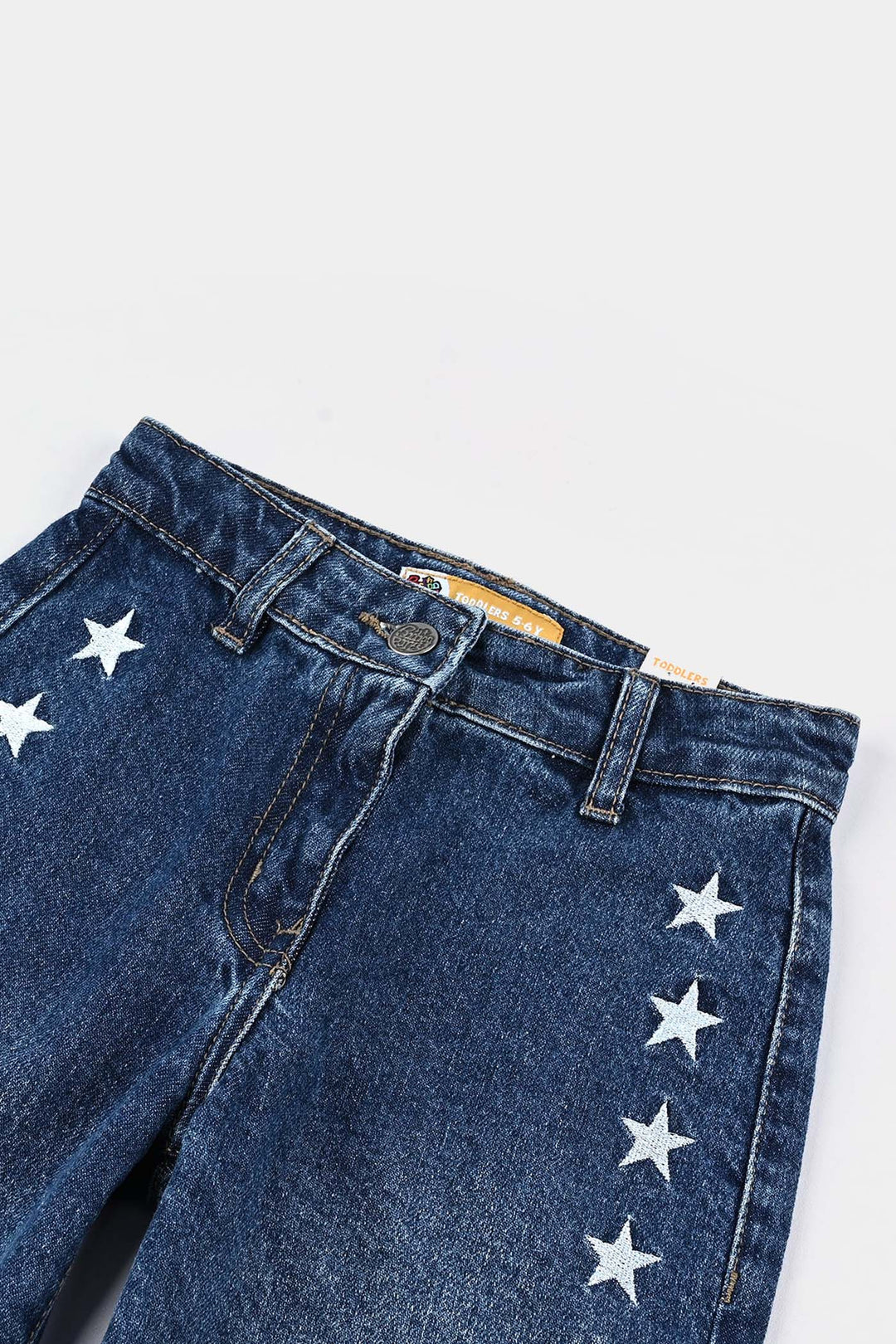 Girls Denim Stretch Pant Emb Star - DARK BLUE