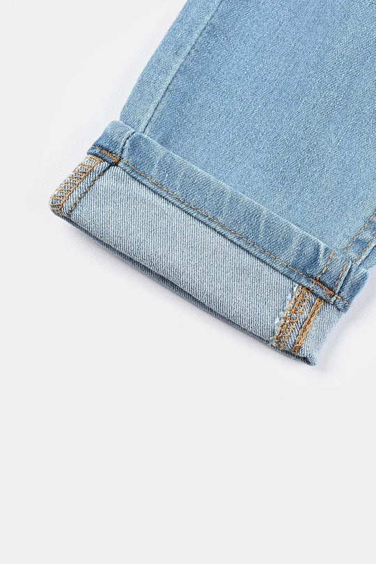 Boys Denim Stretch Pant Folded Hem 1 - Blue.Acid