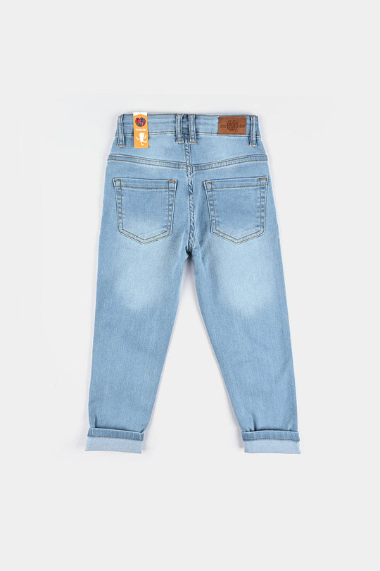 Boys Denim Stretch Pant Folded Hem 1 - Blue.Acid
