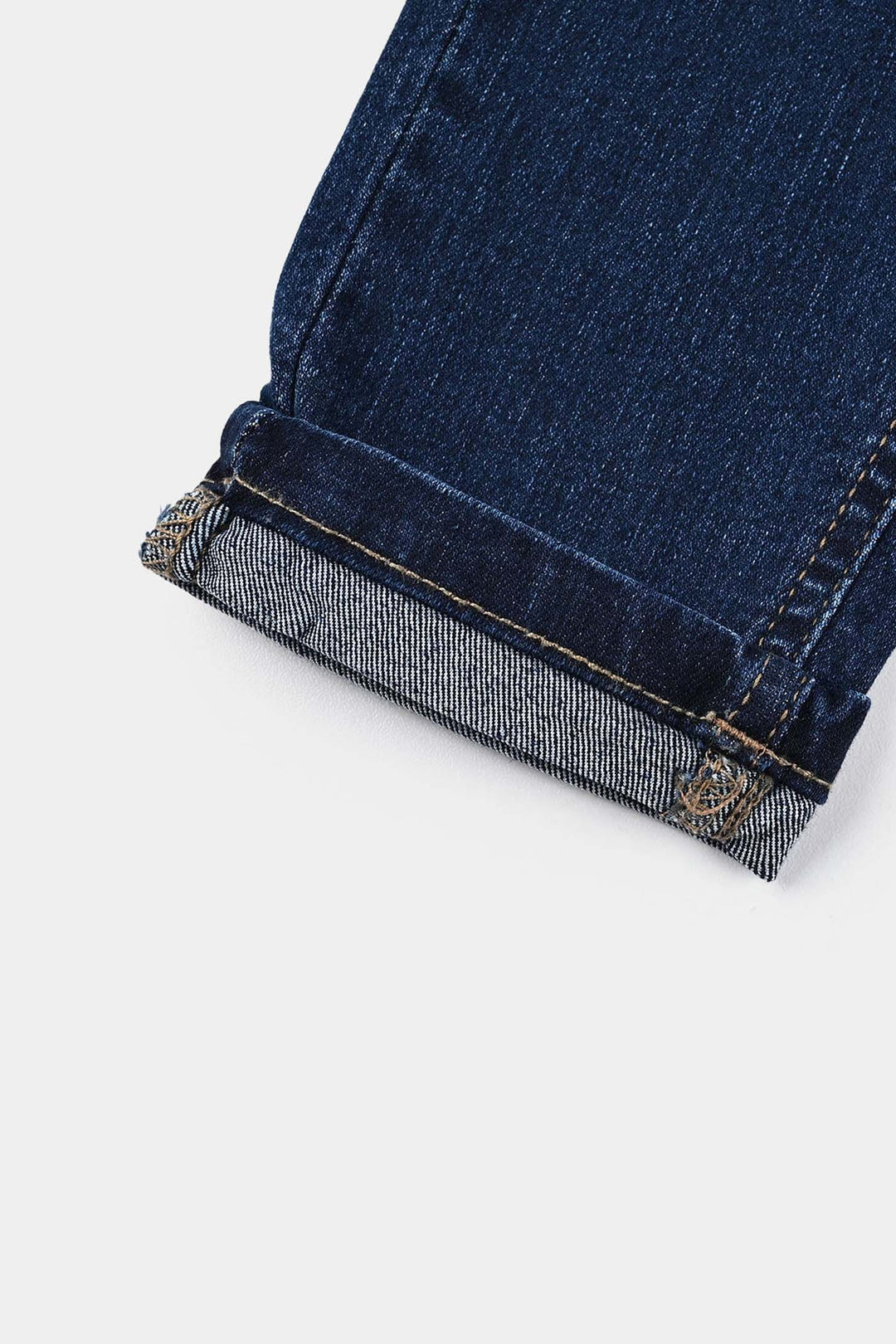 Boys Denim Stretch Pant Folded Hem 2 - DARK BLUE