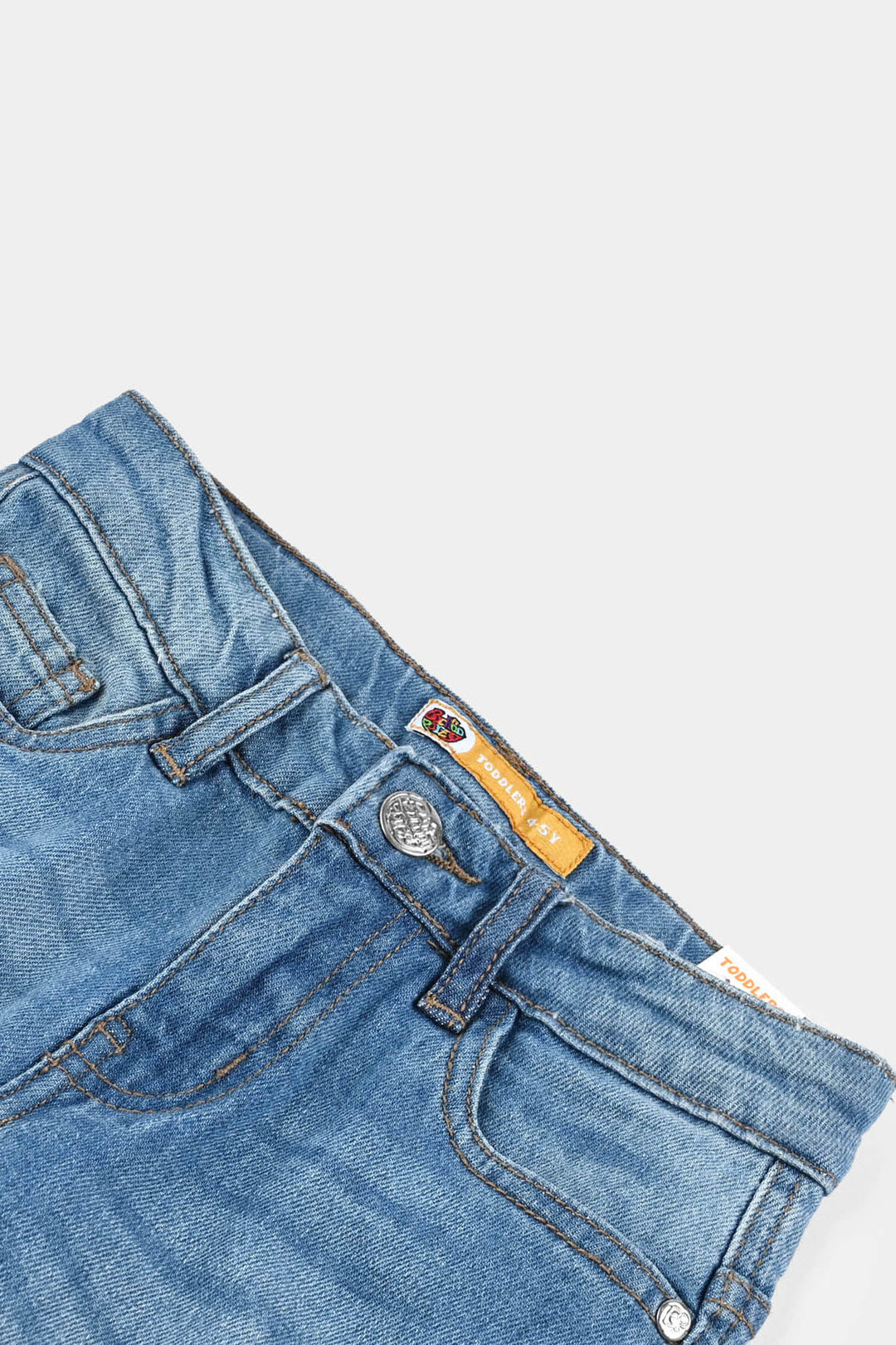 Boys Denim Stretch Pant Cargo Style - Mid Blue