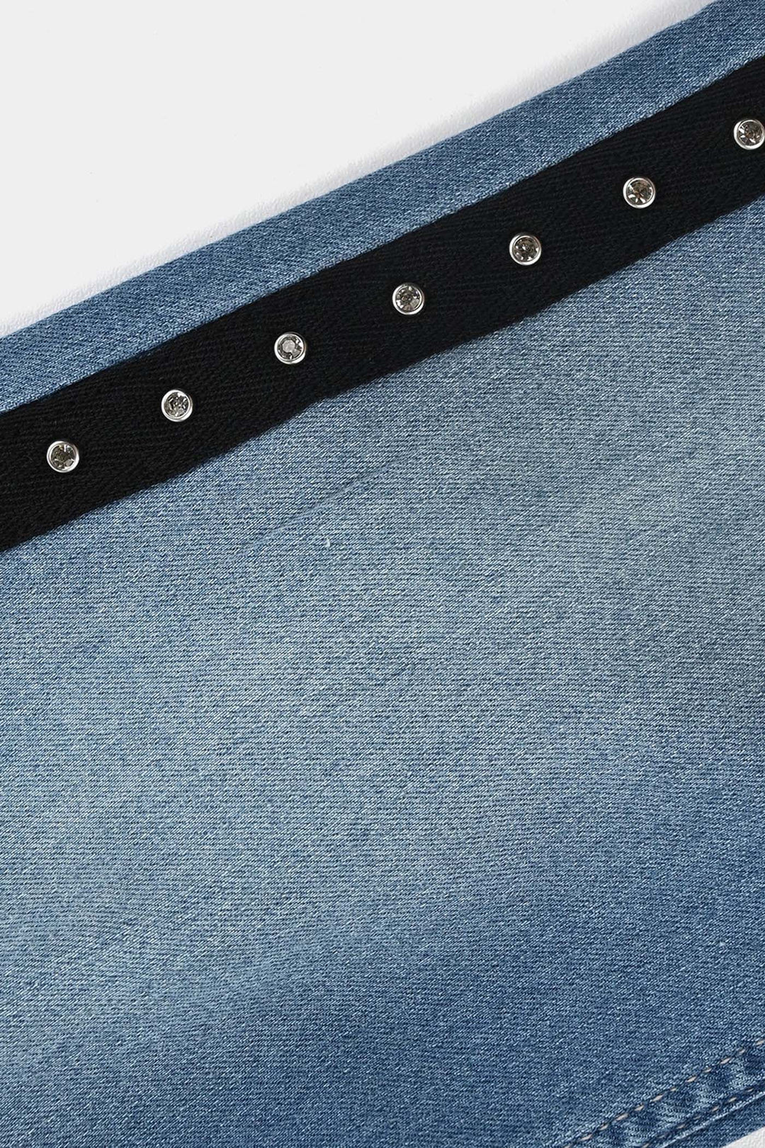 Girls Denim Stretch Pant Side Tape-DARK BLUE