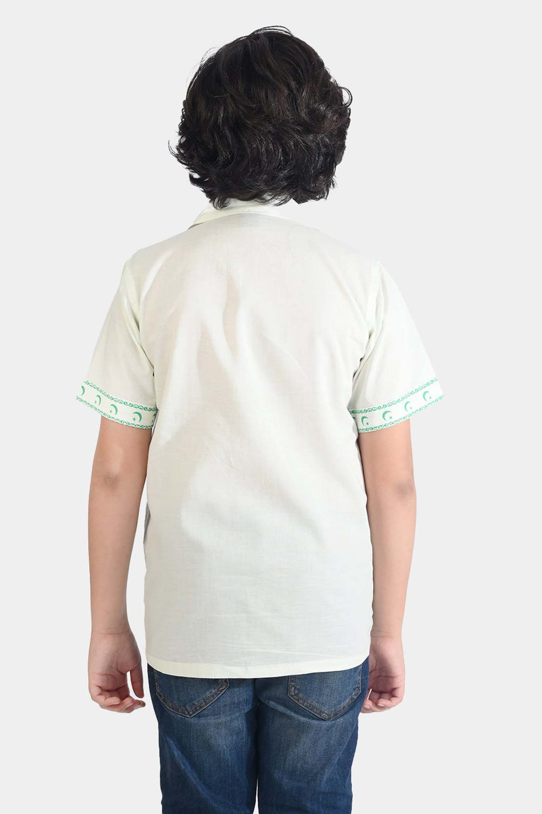Boys Cotton Poplin Shirt H/S (Pak Meri Jan)-WHITE