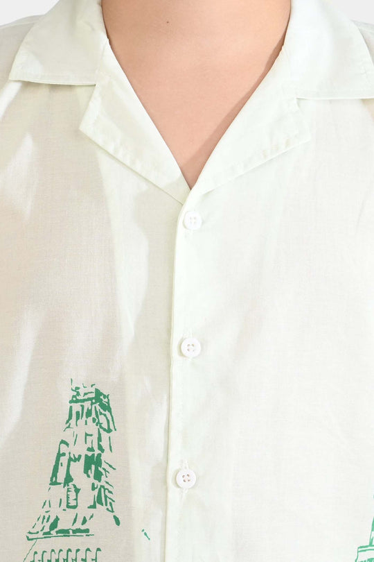 Boys Cotton Poplin Shirt H/S (Pak Meri Jan)-WHITE