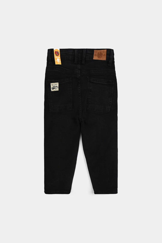 Boys Denim Stretch Pant Black Cut And Sew-BLACK