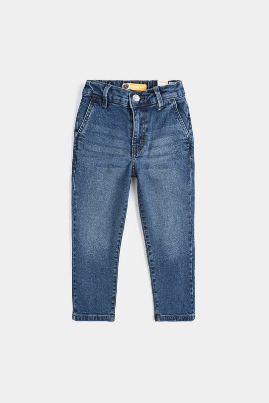 Boys Denim Stretch Pant Basic Straight Fit - Mid Blue