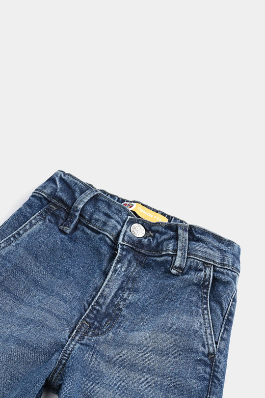 Boys Denim Stretch Pant Basic Straight Fit - Mid Blue