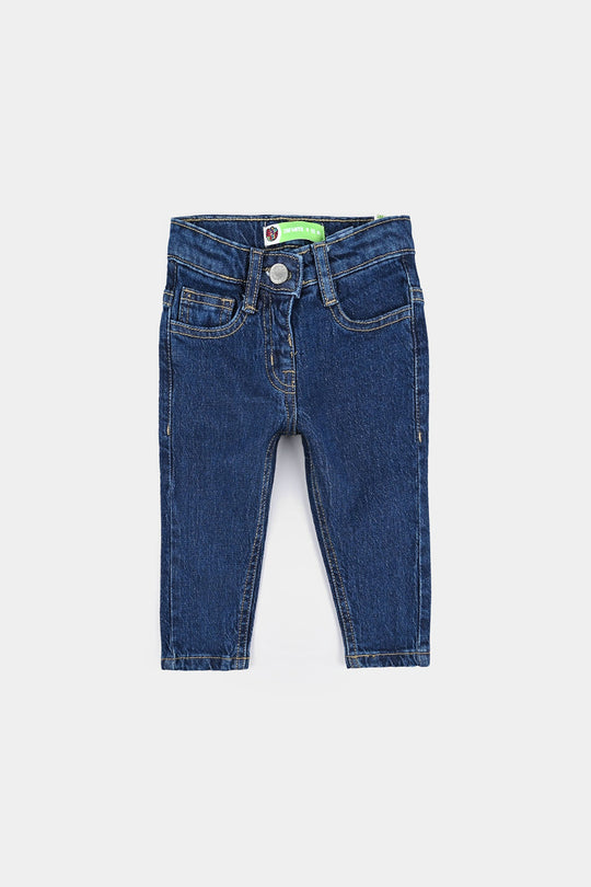 Infant Girls Denim Stretch Pant Basic - DARK BLUE