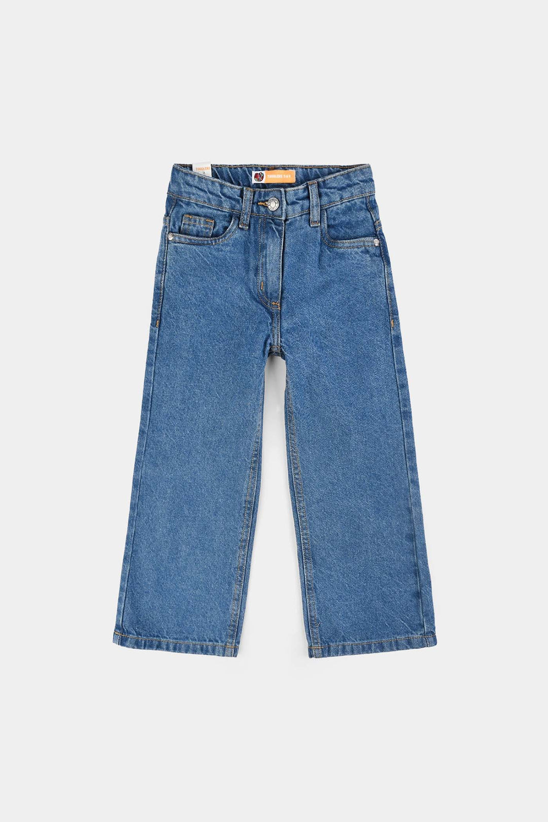 Girls Denim Stretch Pant Basic Culotte-Mid Blue