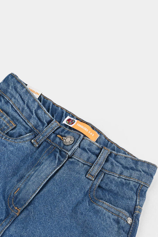 Girls Denim Stretch Pant Basic Culotte-Mid Blue