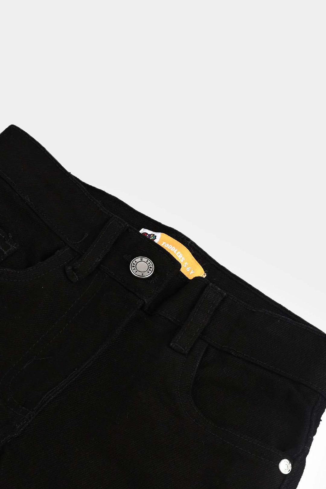Girls Denim Stretch Pant Basic Wide Legs-BLACK