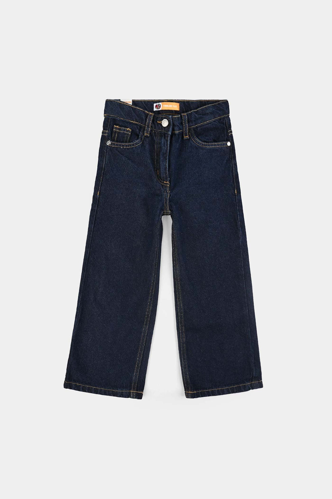 Girls Denim Stretch Pant Wide Leg-DARK BLUE