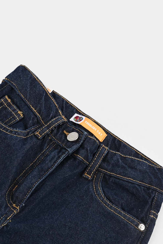 Girls Denim Stretch Pant Wide Leg-DARK BLUE