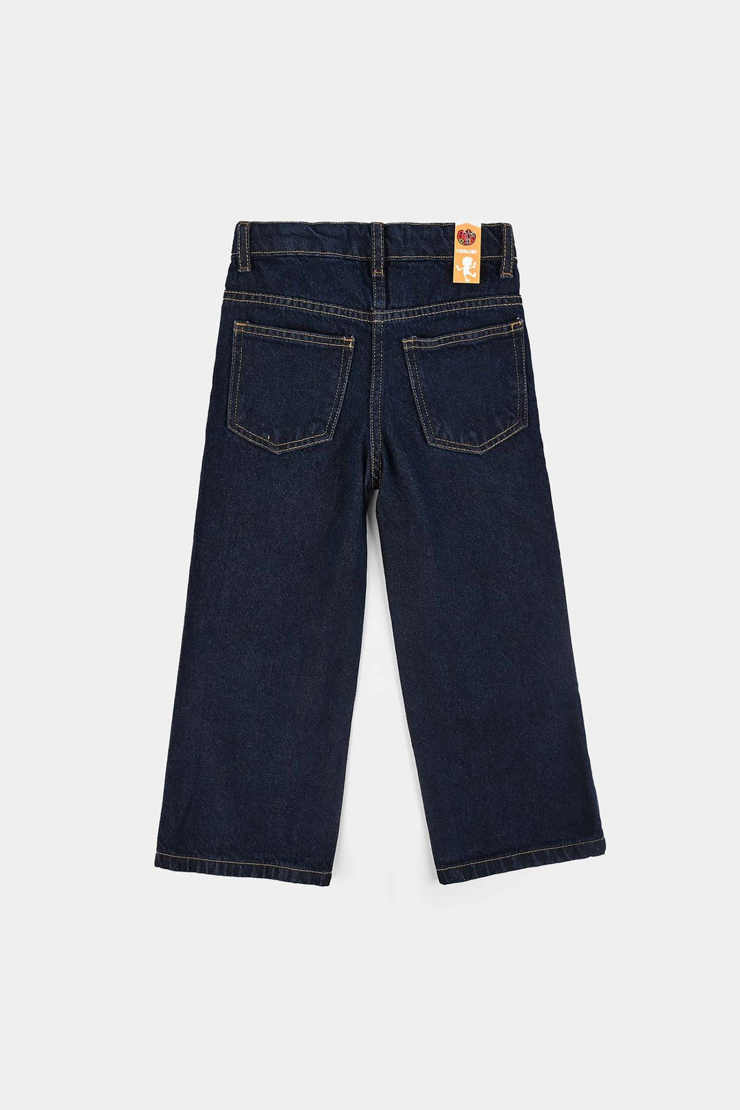 Girls Denim Stretch Pant Wide Leg-DARK BLUE