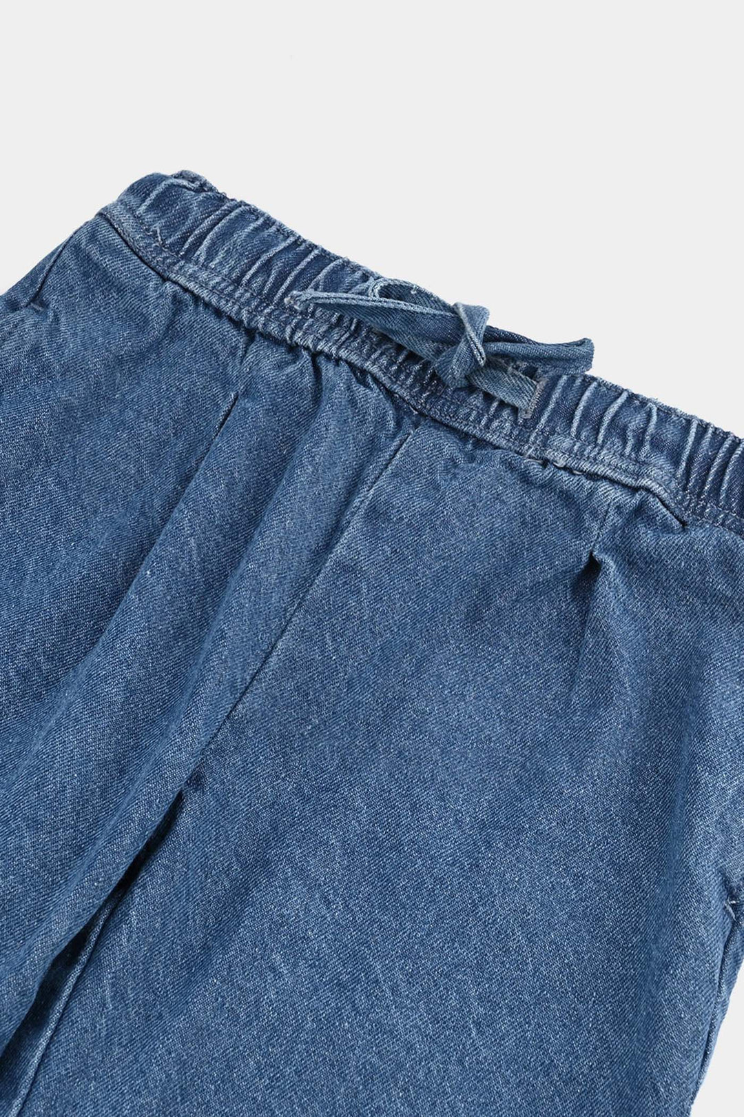 Girls Denim Stretch Pant Darted Wide Leg-Mid Blue
