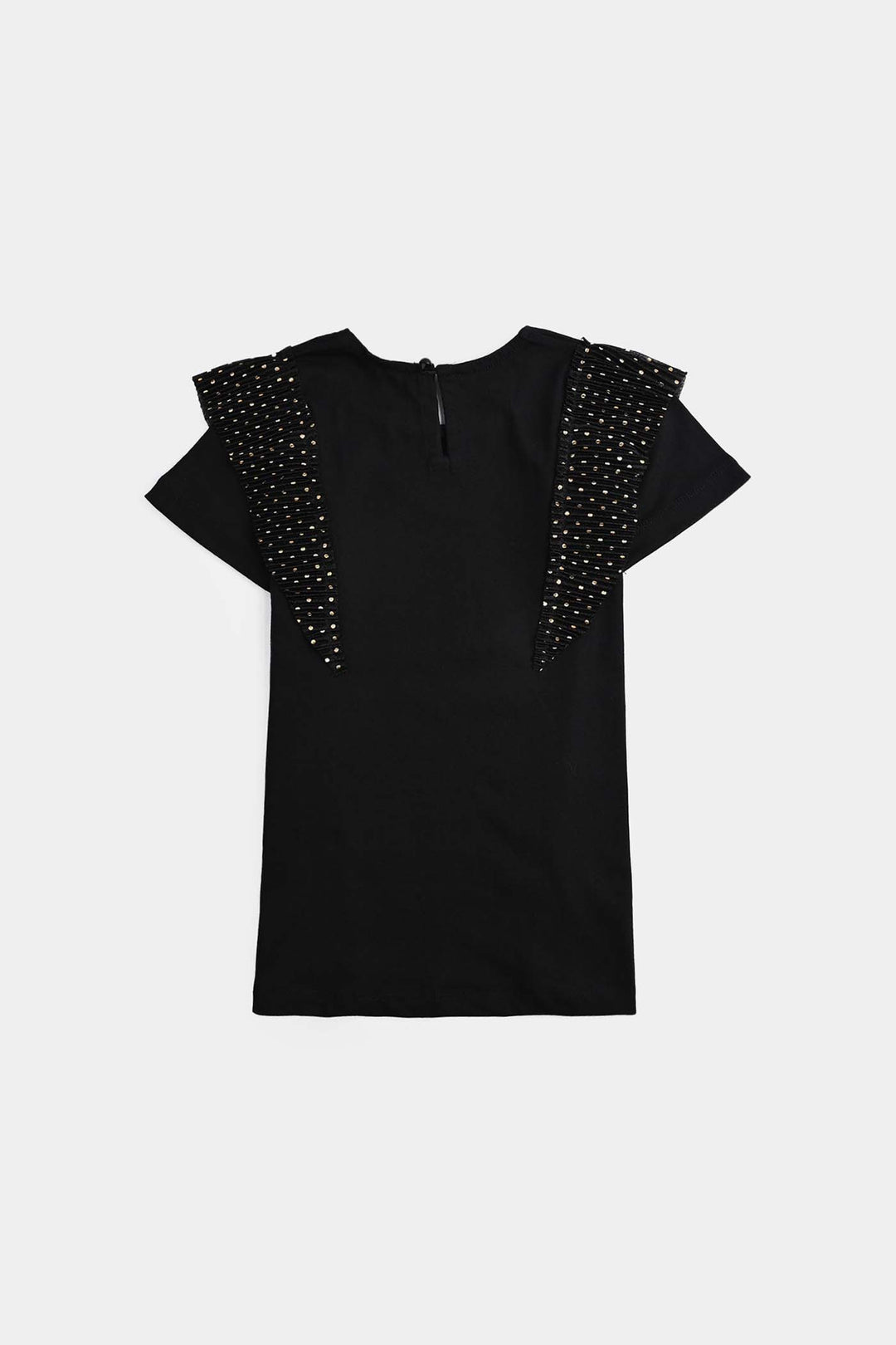 Girls Poly Crinkle T-Shirt H/S GOLDEN POLKA DOT BLACK - BLACK