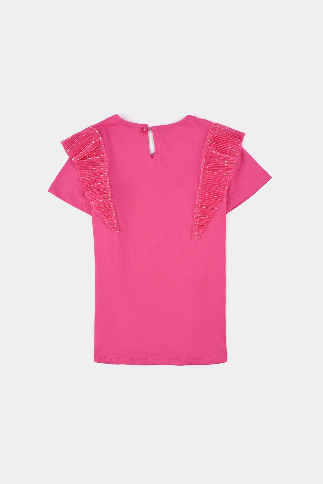 Girls Poly Crinkle T-Shirt H/S GOLDEN POLKA DOT PINK