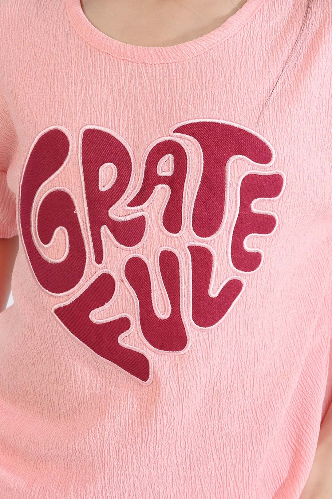 Girls Poly Crinkle 2 Piece Suit Great Full - Pink