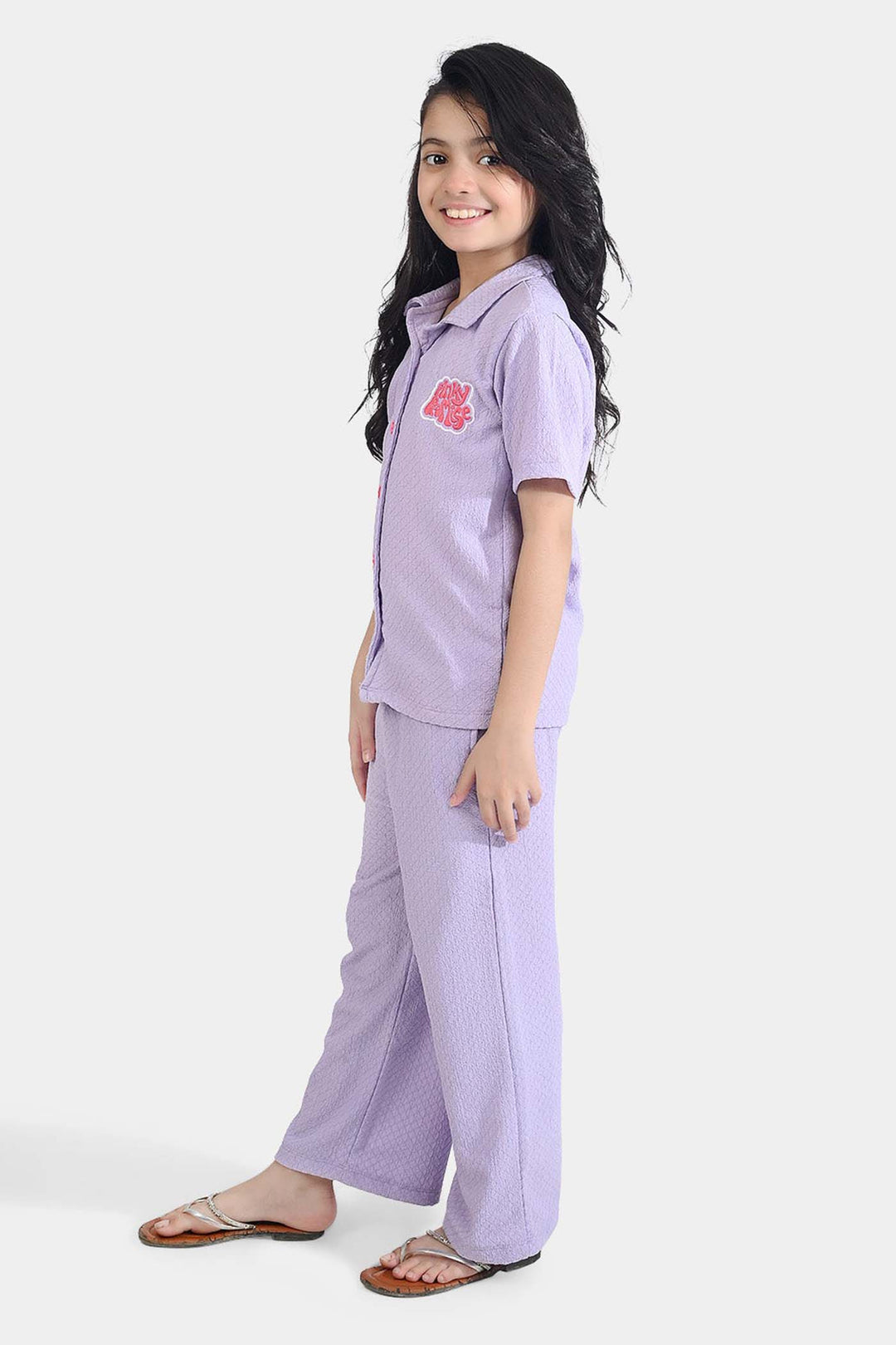 Girls Poly Crinkle 2 Piece Suit Pink Promise - LAVENDER