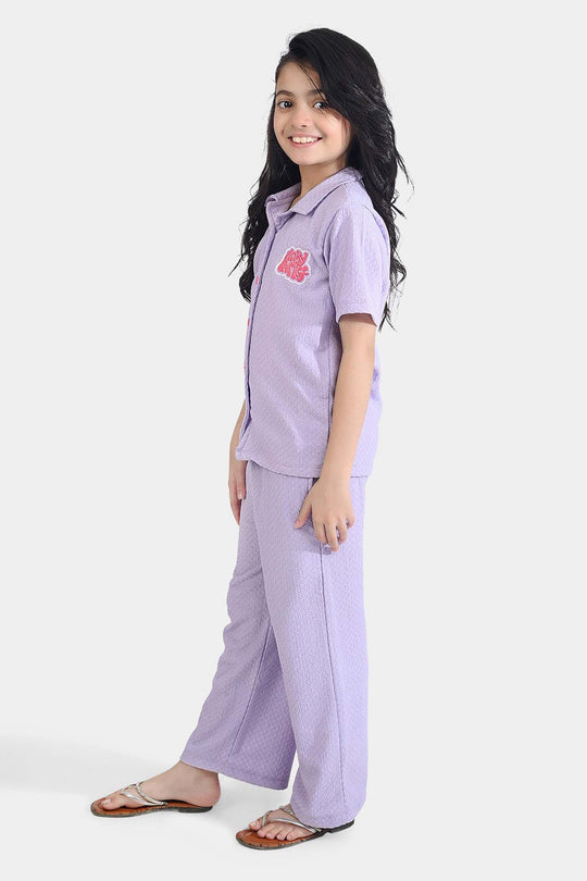 Girls Poly Crinkle 2 Piece Suit Pink Promise - LAVENDER