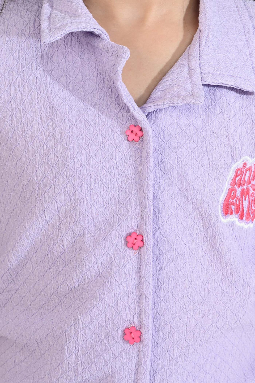 Girls Poly Crinkle 2 Piece Suit Pink Promise - LAVENDER