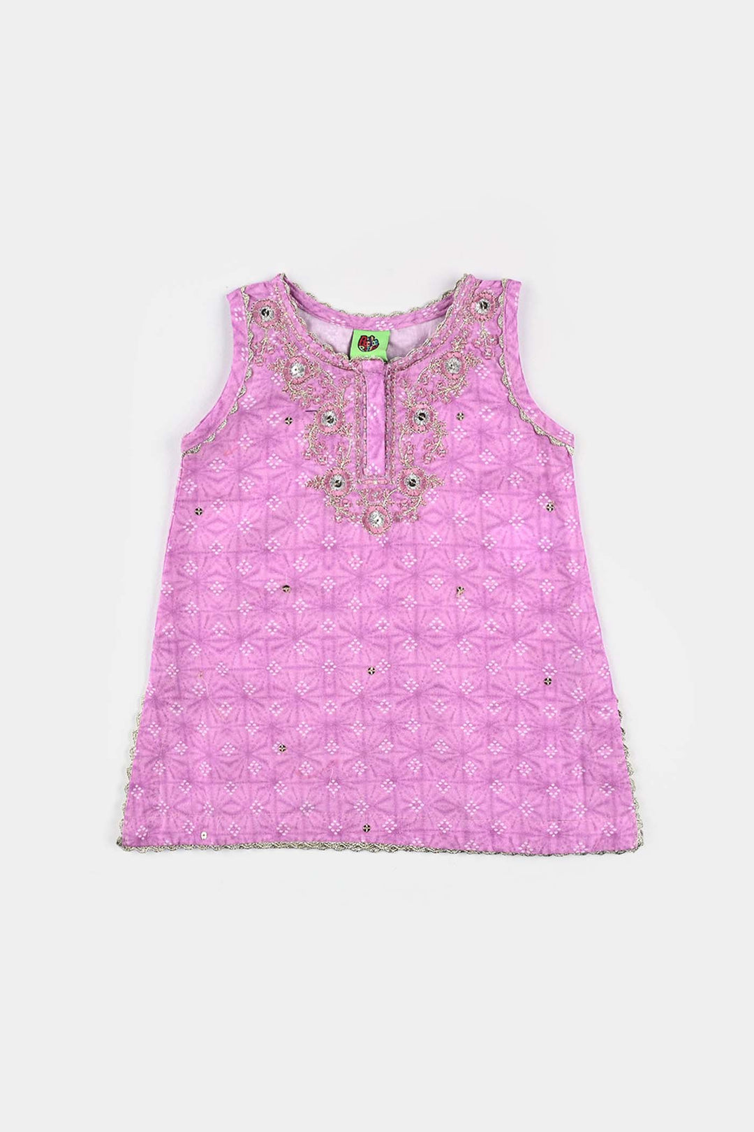 Infant Girls Cotton Poplin Emb & Printed 2Pcs Chunri - Purple