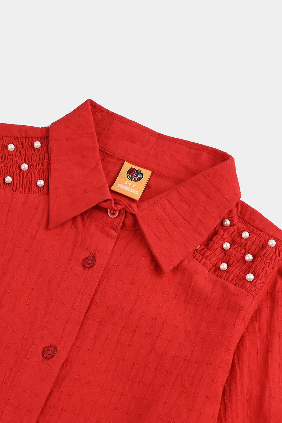 Girls Cotton Casual Top Fire - Red