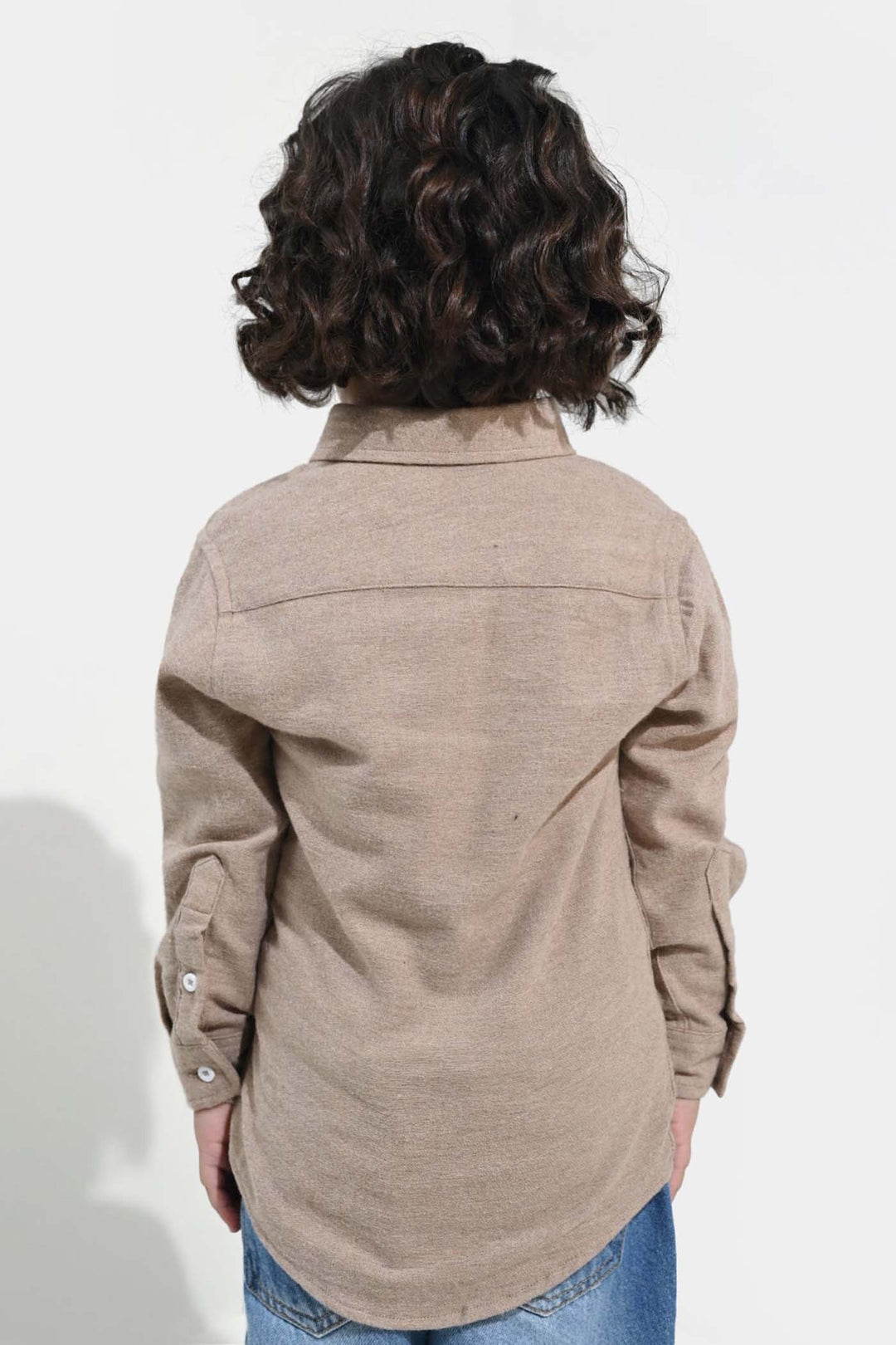 Boys Flannel Shirt F/S (Color Block) - BEIGE